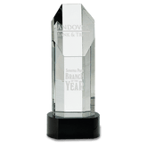 Octagon Slant-Top Crystal on Black Pedestal Base | Crystal Award